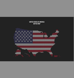 Flag Map Of Usa With Halftone Dotted Style