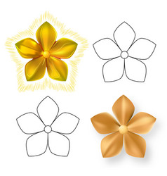 Golden Metal Pattern Flower Five Petal