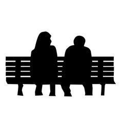 Silhouettes Of Man And A Woman Sitting On Bench