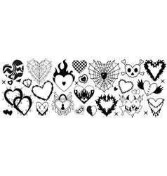 Y2k 2000s Cute Emo Goth Hearts Stickers Tattoo