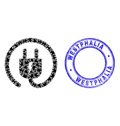 Blue Grunge Westphalia Seal And Electric Plug Icon