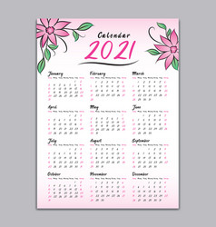 Calendar 2021 Template - Wall 2021-flower