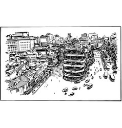 Drawing Hanoi Cityscape In Vietnam