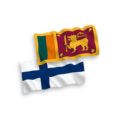 Flags Of Finland And Sri Lanka On A White