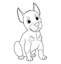 Little Doberman Dog Cartoon Animal Bw