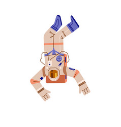 Spaceman Character In Head Down Pose Flat Style