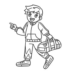 Cheerleader Boy Walking Isolated Coloring Page