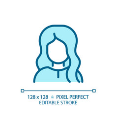 Customizable Woman With Wavy Hair Linear Blue Icon