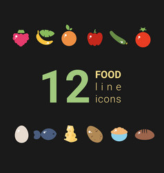 Dietary Nutrition Food Outline Icon Set Fruits