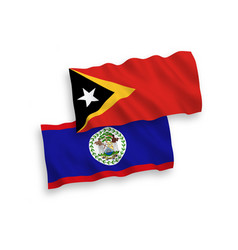 Flags Of Belize And East Timor On A White