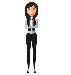 Flat Asian Business Woman Lady Cartoon