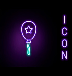 Glowing Neon Line Balloon With Ribbon Icon