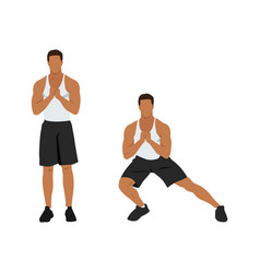 Healthy Man Doing Side Lunges Workout In 2 Steps