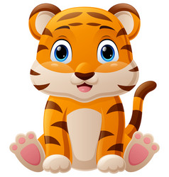 Cute Baby Tiger Cartoon Sitting