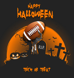 Happy Halloween Zombie Hand With A Football Ball