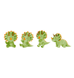 Triceratops Cute Dinosaur Cartoon Characters