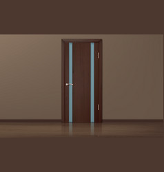 Closed Wooden Door In An Empty Room