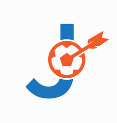 Letter J Football Logo And Target Arrow Symbol