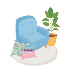 Sweet Home Armchair Cushions Carpet And Potted