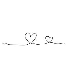 Two Continuous Line Hearts On White Background