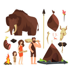 Caveman Cartoon Neolithic People Characters