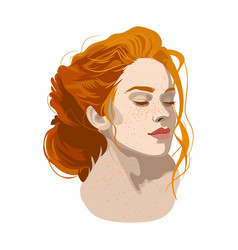 Girl With Closed Eyes Freckles And Red Hair