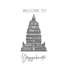 One Continuous Line Drawing Prambanan Temple