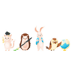 Animals Schoolchildren Cat Hedgehog Hare