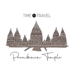 One Single Line Drawing Prambanan Temple Landmark