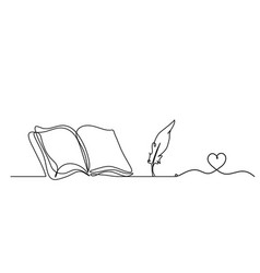 Abstract Open Book With Heart As Line Drawing