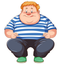 Overweight Man Sitting Isolated