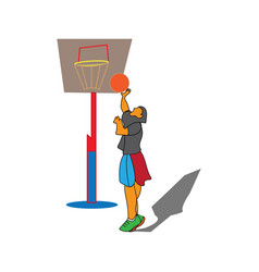 Basketball Player Pose Simple Color Design Icon