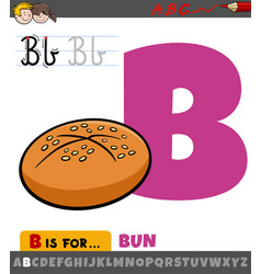 Letter B From Alphabet With Cartoon Bun Food