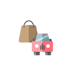 Shopping Bag And Car Pick Up At Store Filled