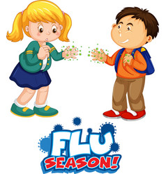 Flu Season Font In Cartoon Style With Two Kids Do