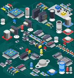 Isometric Circuit Board Composition