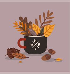 Hiking Cup With Autumn Leaves