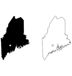 Maine Me State Map Usa With Capital City Star