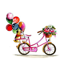 Beautiful Floral Collection Bike With Bouquet