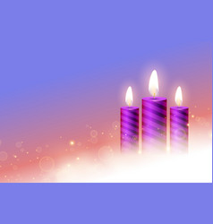 Three Purple Advent Church Candles Realistic