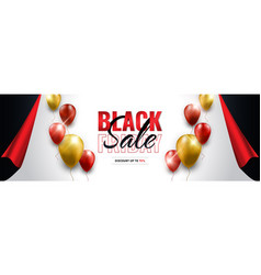 Black Friday Sale Banner With Red And Gold Balloon