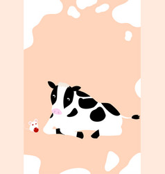 Holstein Cow And Mouse New Years Card 2021