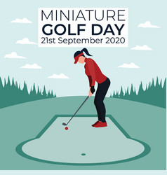 Miniature Golf Day - A Women Playing Golf