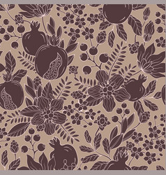 Pomegranate Garnet Leaf And Flowers Pattern