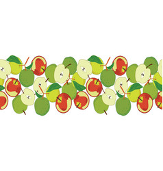 Seamless Horizontal Border With Apple Fruits