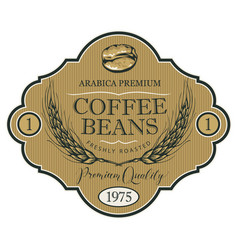 Label For Coffee Beans With Wheat Ears