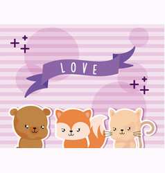 Cartoon Animales With Decor Cute Card