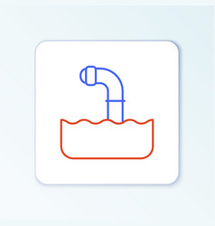 Line Periscope In The Waves Above The Water Icon