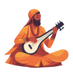 One Person Playing Sitar