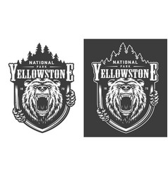 Yellowstone National Park Vintage Monochrome Logo